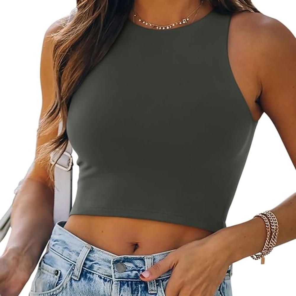 ReoRia Women's Dark Olive Crop Top